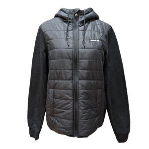 Roots Black Quilted Puffer Full Zip Hood Jacket Size S